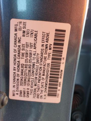 2HKRM3H59GH531336 - 2016 HONDA CR-V EX ტურკოუსი ფოტო 13