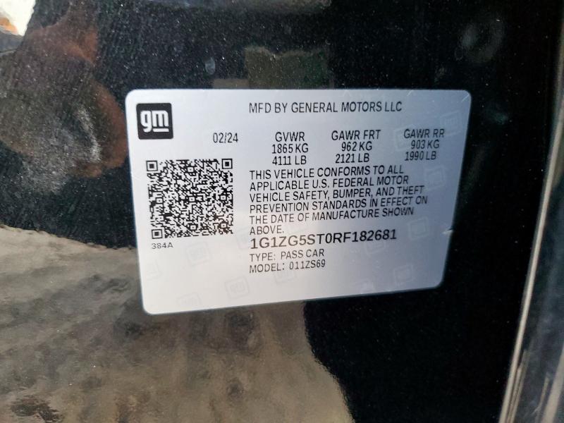 1G1ZG5ST0RF182681 - 2024 CHEVROLET MALIBU RS შავი ფოტო 13