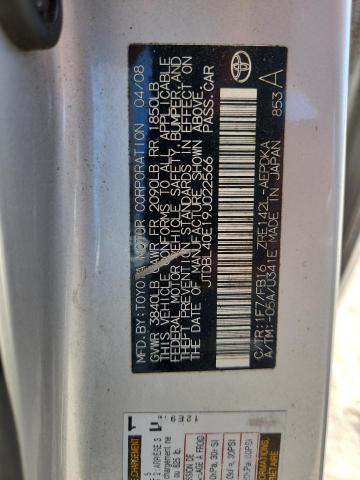 JTDBL40E19J022566 - 2009 TOYOTA COROLLA BASE Plata foto 12