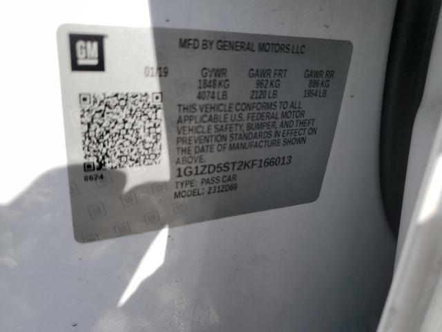 1G1ZD5ST2KF166013 - 2019 CHEVROLET MALIBU LT WHITE photo 12