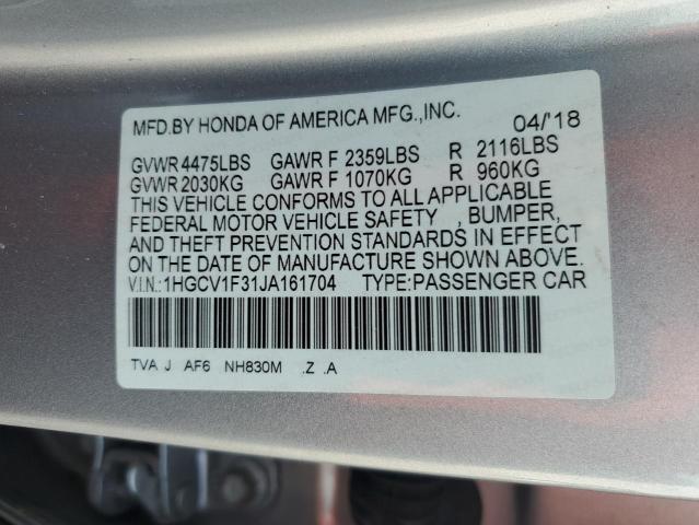 1HGCV1F31JA161704 - 2018 HONDA ACCORD SPORT SILVER photo 12