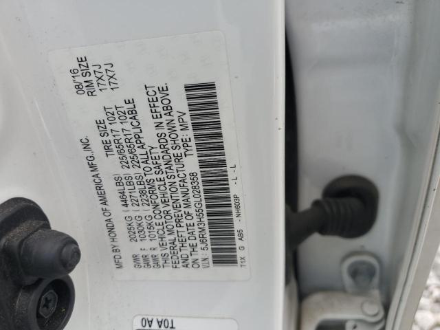 5J6RM3H55GL028358 - 2016 HONDA CR-V EX WHITE photo 13