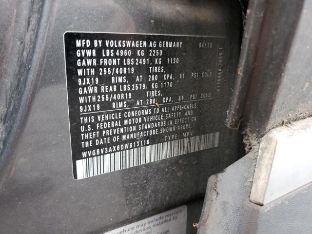 WVGBV3AX6DW613116 - 2013 VOLKSWAGEN TIGUAN S 灰色 照片 12