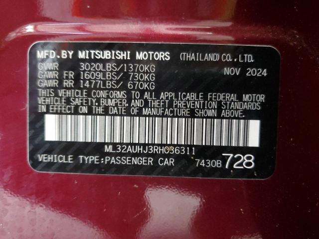 ML32AUHJ3RH036311 - 2024 MITSUBISHI MIRAGE ES Каштановый фото 12