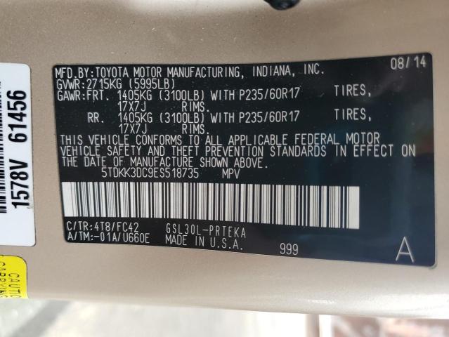 5TDKK3DC9ES518735 - 2014 TOYOTA SIENNA LE 棕色 照片 14