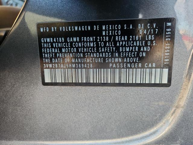 3VW2B7AJ5HM369428 - 2017 VOLKSWAGEN JETTA S GRAY photo 12