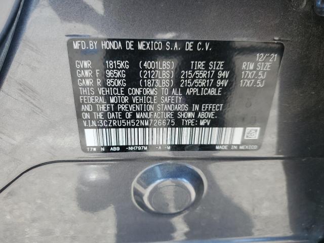 3CZRU5H52NM726675 - 2022 HONDA HR-V EX GRAY photo 14