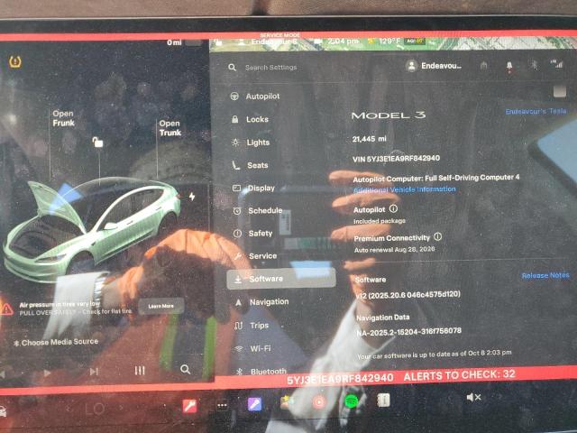 5YJ3E1EA9RF842940 - 2024 TESLA MODEL 3 შავი ფოტო 9