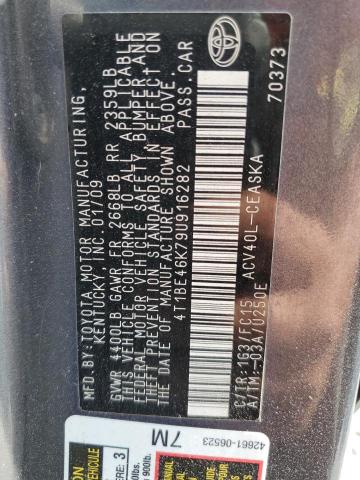 4T1BE46K79U916282 - 2009 TOYOTA CAMRY BASE ნაცრისფერი ფოტო 13