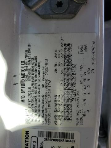 3FA6P0D98KR184482 - 2019 FORD FUSION TITANIUM Blanc photo 12