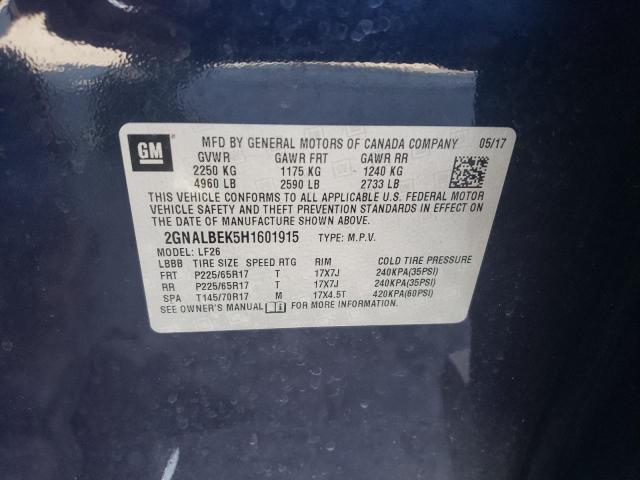 2GNALBEK5H1601915 - 2017 CHEVROLET EQUINOX LS BLUE photo 14