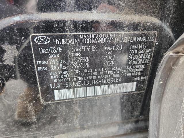 5NMZUDLB8HH033484 - 2017 HYUNDAI SANTA FE SPORT BLACK photo 12