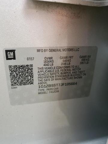 1G1ZB5ST7JF105664 - 2018 CHEVROLET MALIBU LS Argent photo 12