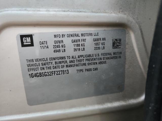 1G4GB5G32FF227813 - 2015 BUICK LACROSSE ბეჟი ფოტო 13