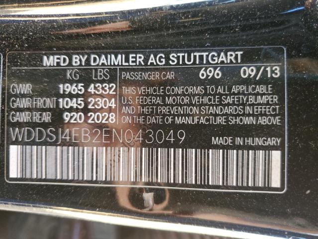 WDDSJ4EB2EN043049 - 2014 MERCEDES-BENZ CLA 250 შავი ფოტო 12