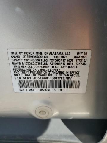 5FNYF4H5XBB011830 - 2011 HONDA PILOT EXL Silber Foto 13