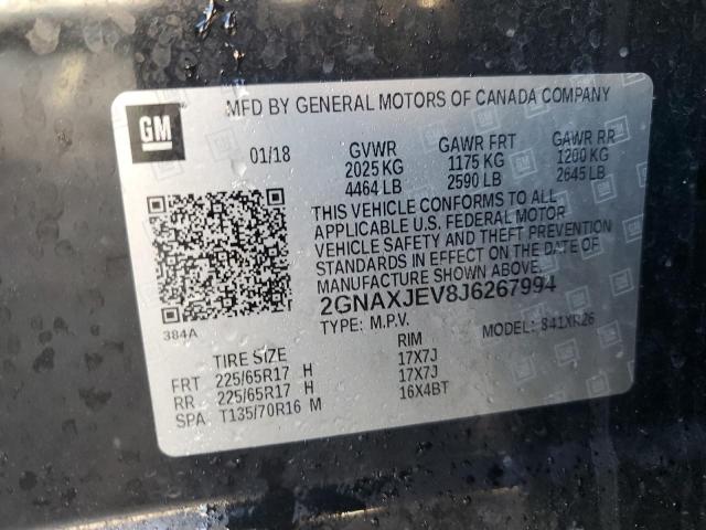 2GNAXJEV8J6267994 - 2018 CHEVROLET EQUINOX LT Qara foto 13