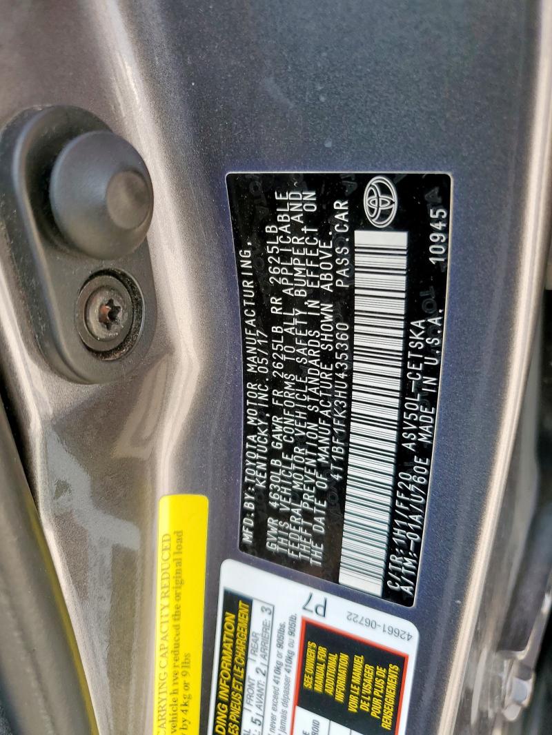 4T1BF1FK3HU435360 - 2017 TOYOTA CAMRY LE GRAY photo 12