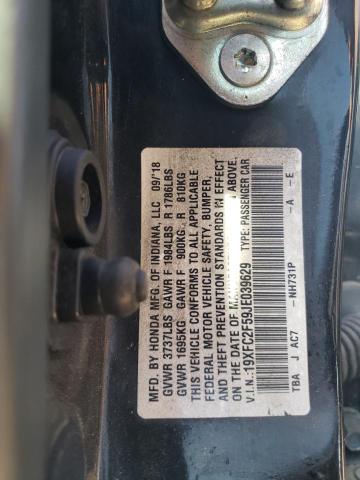 19XFC2F59JE039629 - 2018 HONDA CIVIC LX BLACK photo 12