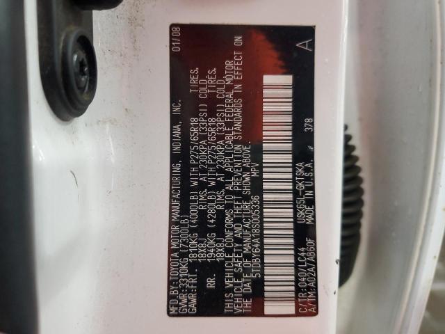 5TDBY64A18S005336 - 2008 TOYOTA SEQUOIA SR5 WHITE photo 13