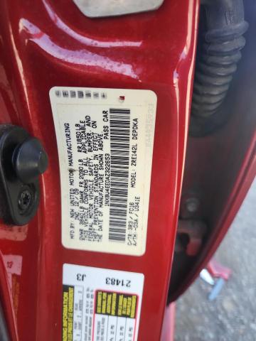 1NXBU4EE0AZ322653 - 2010 TOYOTA COROLLA BASE Czerwony zdjęcie 12