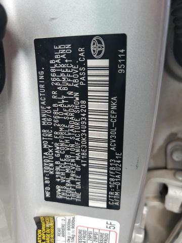 4T1BE30K34U934208 - 2004 TOYOTA CAMRY LE GRAY photo 12