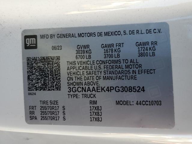 3GCNAAEK4PG308524 - 2023 CHEVROLET SILVERADO C1500 თეთრი ფოტო 12