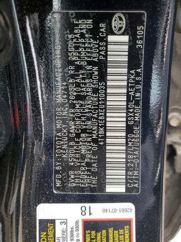 4T1BK1EBXEU110035 - 2014 TOYOTA AVALON BASE Սև լուսանկար 12