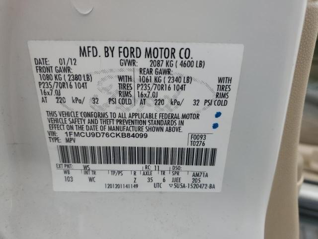 1FMCU9D76CKB84099 - 2012 FORD ESCAPE XLT 白色 照片 13