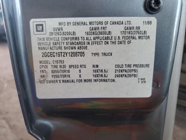 2GCEC19T2Y1208705 - 2000 CHEVROLET SILVERADO C1500 GRAY photo 12