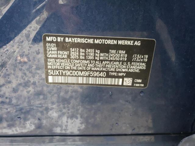 5UXTY9C00M9F59640 - 2021 BMW X3 XDRIVEM40I BLUE photo 14