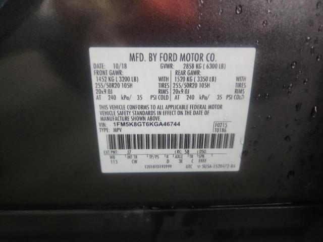 1FM5K8GT6KGA46744 - 2019 FORD EXPLORER SPORT Szary zdjęcie 13