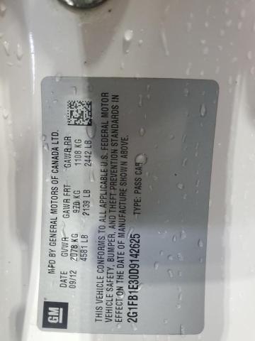 2G1FB1E30D9142625 - 2013 CHEVROLET CAMARO LT თეთრი ფოტო 13