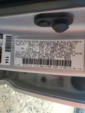 3TMLU4ENXCM101772 - 2012 TOYOTA TACOMA DOUBLE CAB Сріблястий фото 13