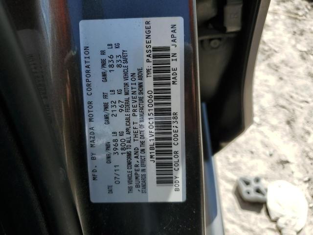 JM1BL1VF0C1510060 - 2012 MAZDA 3 I GRAY photo 12