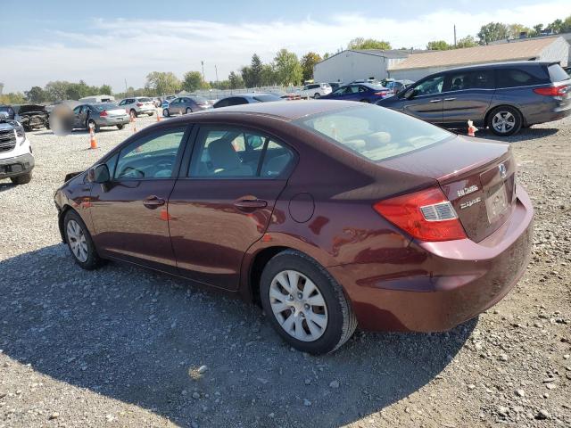 19XFB2F55CE098103 - 2012 HONDA CIVIC LX BURGUNDY photo 2