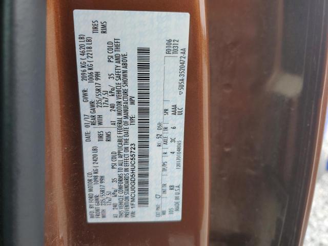 1FMCU0GD5HUC55723 - 2017 FORD ESCAPE SE BROWN photo 13