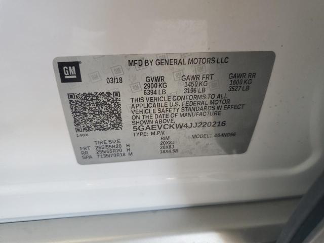 5GAEVCKW4JJ220216 - 2018 BUICK ENCLAVE AVENIR WHITE photo 13