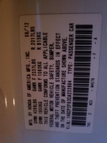 1HGCP2F63CA233984 - 2012 HONDA ACCORD SE Ağ foto 12