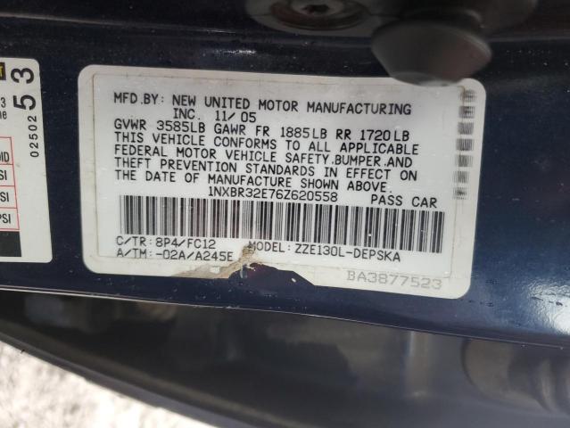 1NXBR32E76Z620558 - 2006 TOYOTA COROLLA CE 蓝色 照片 12