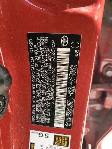 JTDEPRAEXLJ098792 - 2020 TOYOTA COROLLA LE 红色 照片 13