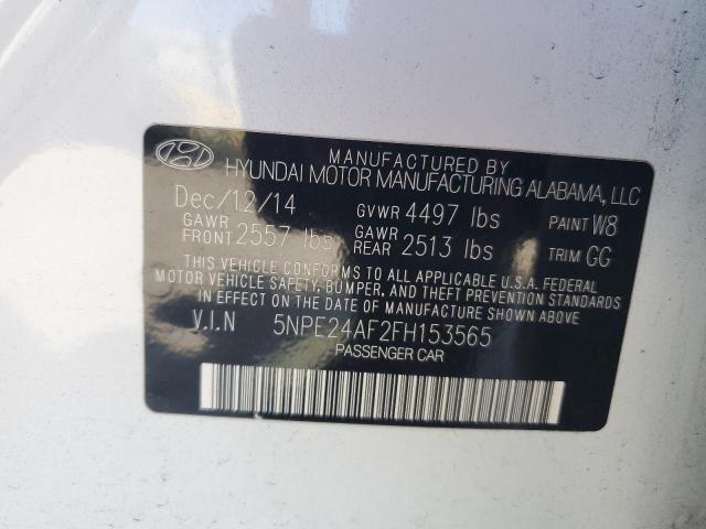 5NPE24AF2FH153565 - 2015 HYUNDAI SONATA SE WHITE photo 12