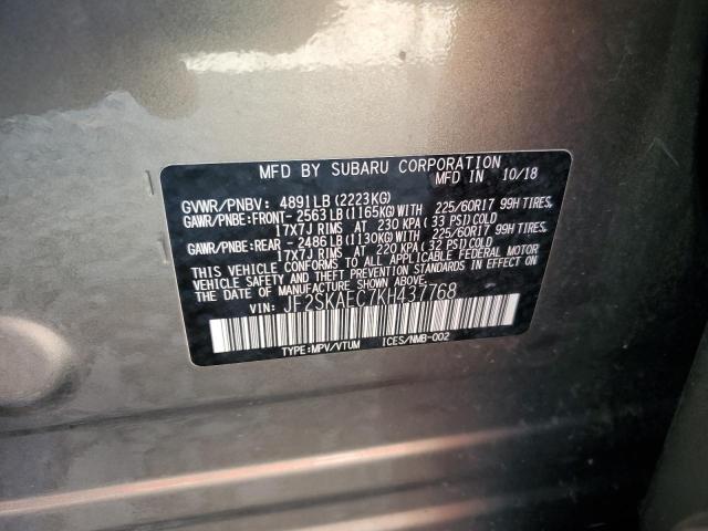 JF2SKAEC7KH437768 - 2019 SUBARU FORESTER PREMIUM Marrón foto 13