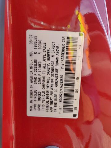 1HGCM727X7A022856 - 2007 HONDA ACCORD EX წითელი ფოტო 12