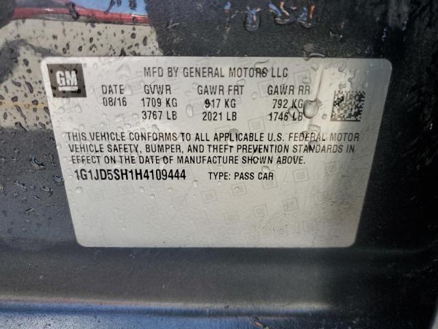 1G1JD5SH1H4109444 - 2017 CHEVROLET SONIC LT 灰色 照片 12