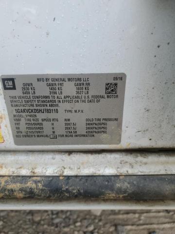 5GAKVCKD5HJ183110 - 2017 BUICK ENCLAVE WHITE photo 13