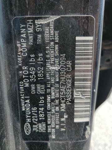 KMHCT5AE7HU307094 - 2017 HYUNDAI ACCENT SE Черный фото 12