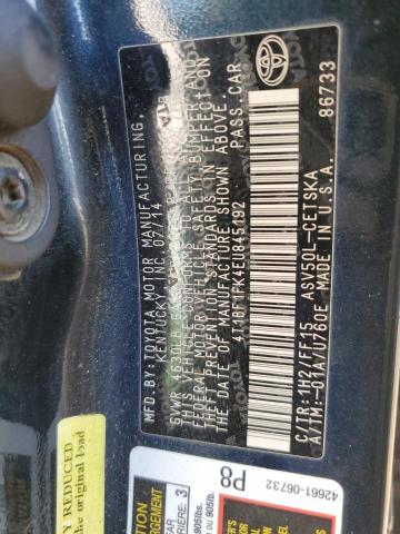 4T1BF1FK4EU845192 - 2014 TOYOTA CAMRY L BLUE photo 12