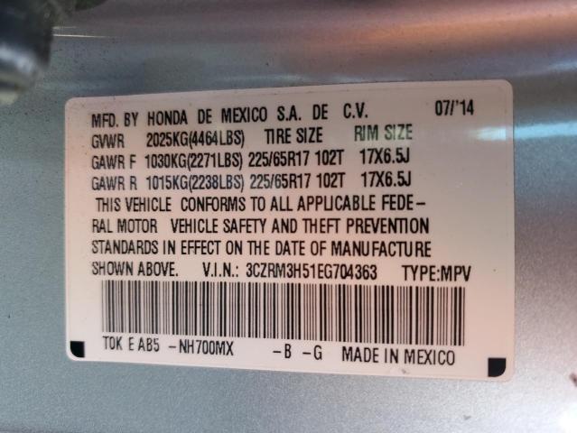 3CZRM3H51EG704363 - 2014 HONDA CR-V EX SILVER photo 14