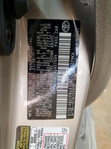 4T1BE32K74U857694 - 2004 TOYOTA CAMRY LE TAN photo 12